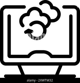 Simple vector showing cloud computing synchronization on a desktop computer screen Stock Vector