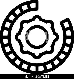 Simple icon of a circular progress bar surrounding a rotating gear, symbolizing ongoing work or a process in progress Stock Vector