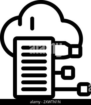 Bold icon representing the concept of cloud computing, showing data being securely stored and accessed by multiple devices Stock Vector