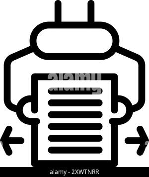 Robot is holding a document and checking for errors in a concept about artificial intelligence proofreading software Stock Vector