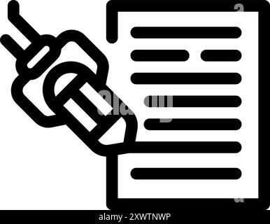 Simple vector of a robotic arm holding a pencil writing on a piece of paper Stock Vector