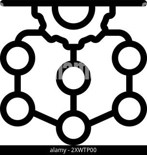 Gear is transferring data through a network of connected circles Stock Vector