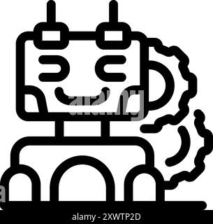 Friendly looking robot with a big smile and cogwheels, symbolizing artificial intelligence Stock Vector