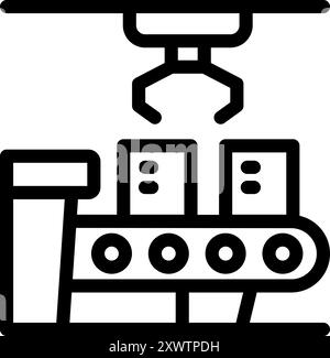Robotic arm is moving a package on a conveyor belt system Stock Vector ...