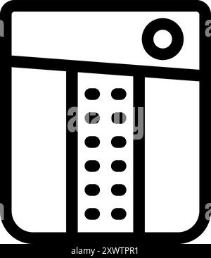 Line art vector icon of a ups showing battery status with dots Stock Vector