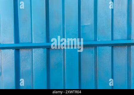 striped metal door texture in blue color with striped patterns Stock Photo