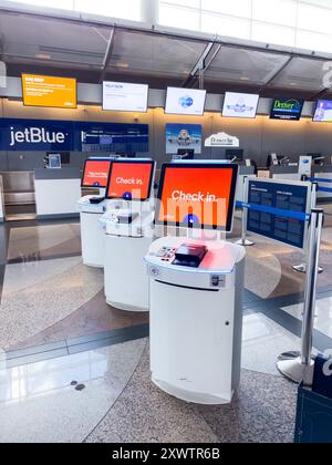 Self Check-In Kiosks at Denver International Airport Terminal Stock ...