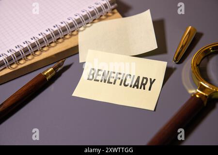 beneficiary word in a dictionary. beneficiary concept. Stock Photo