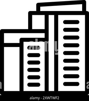 This vector illustration features a modern building complex with a geometric design, representing the concepts of urban architecture and development Stock Vector