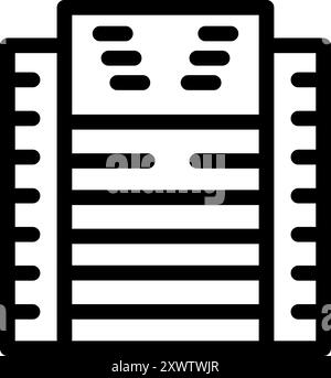 Simple vector icon depicting a modern building facade featuring horizontal lines and windows Stock Vector