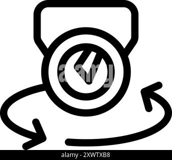 Line icon of an action camera rotating, representing its ability to film in all directions Stock Vector