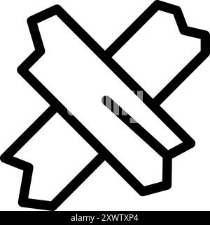 Simple drawing of two pieces of wood forming a cross, perfect for concepts related to carpentry, construction or diy projects Stock Vector