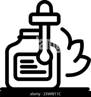 Pipette is dripping cbd oil into a bottle, symbolizing natural remedies and the growing trend of homeopathic wellness solutions Stock Vector