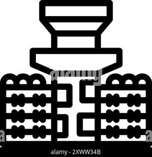 Simple icon representing an airport control tower, essential for coordinating aircraft movements on the ground and in the air Stock Vector