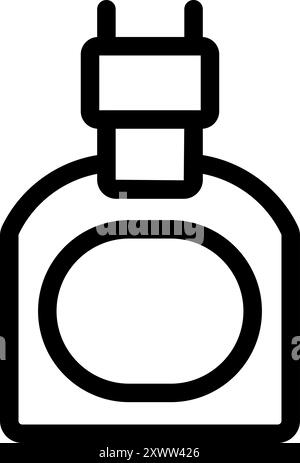 Line art icon of a smart bottle connecting to an energy source Stock Vector