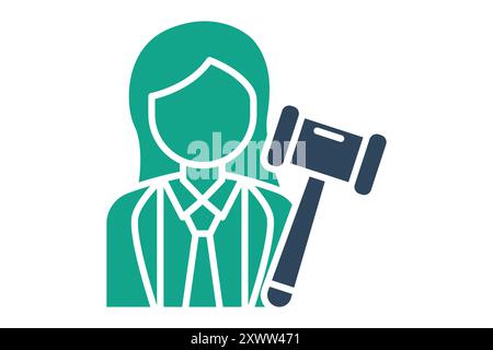 Judge icon. solid icon style. icon related to law and justice. law elements vector illustration Stock Vector