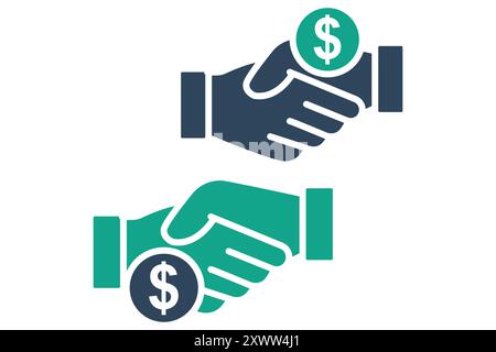 Corruption icon. solid icon style. handshake with dollar. icon related to law and justice. law elements vector illustration Stock Vector