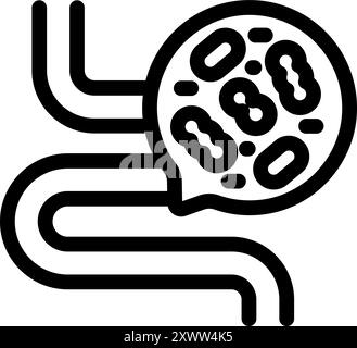 Bacteria are colonizing human intestines in this icon representing gut flora Stock Vector