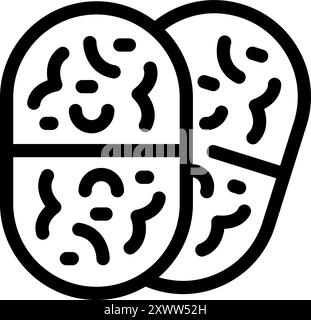 Pills are supplementing the human microbiome, promoting a healthy balance of gut bacteria for overall well being Stock Vector