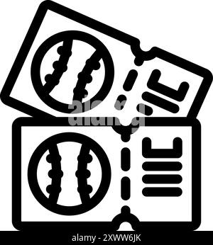 Two tickets for an upcoming baseball game, offering the opportunity to witness thrilling plays and cheer for your favorite team Stock Vector
