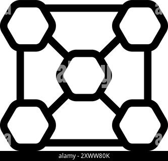 Blockchain network connecting hexagon blocks icon, distributed ledger technology Stock Vector