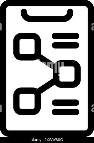 Visual representation of data analysis, featuring connected nodes on a clipboard, symbolizing the process of uncovering insights and relationships within data Stock Vector