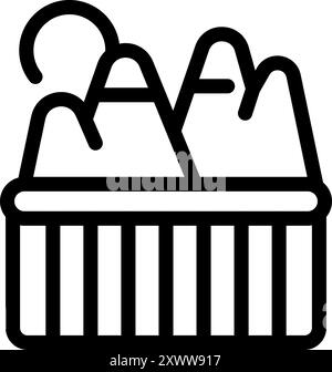 Line art vector icon of a rollercoaster track looping over the ride Stock Vector