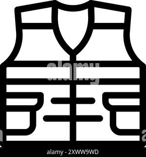 This icon represents a high visibility safety vest, commonly worn by construction workers and other professionals for safety purposes Stock Vector