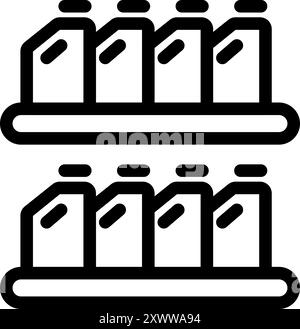 This icon represents goods neatly organized and stored on double shelves in a warehouse Stock Vector