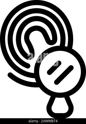 Magnifying glass is analyzing a fingerprint, symbolizing security access and identification Stock Vector