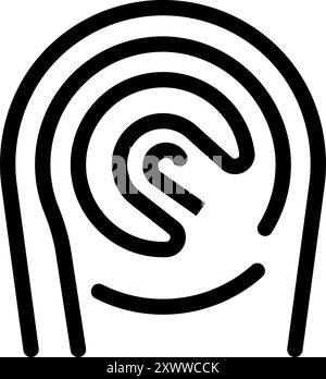 Black fingerprint icon representing a person's unique identity used for security purposes Stock Vector