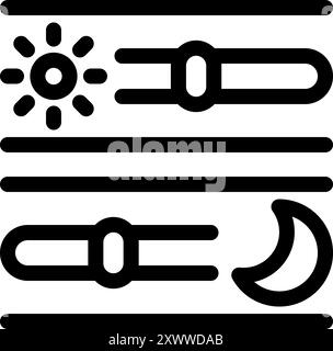 User adjusting brightness using interface buttons with sun and moon icons Stock Vector