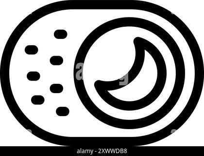 Simple vector icon of a crescent moon inside a button, representing the activation of night mode on a phone Stock Vector