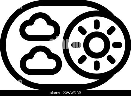Simple vector icon representing a toggle button changing from cloudy to sunny weather, symbolizing weather control or forecasting Stock Vector