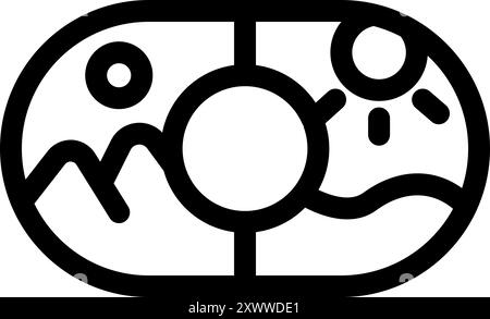 Simple icon of photo editing software is comparing two images, one of a daytime scene and one of the same scene at night Stock Vector