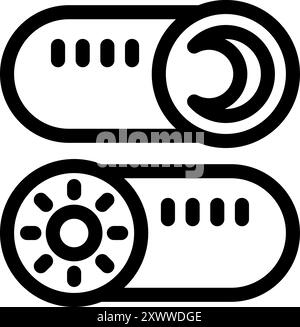 Toggle switch changing from day mode to night mode for user interface design Stock Vector