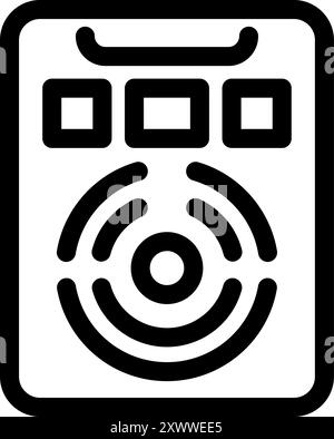 Black outline icon representing a smartphone with a fingerprint scanner, emphasizing mobile security and biometric authentication Stock Vector