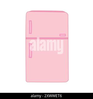 Retro Style Pink Fridge Illustration Stock Vector