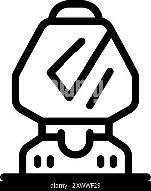 Line icon of industrial equipment operating with speed and accuracy, emphasizing its technological advancement Stock Vector