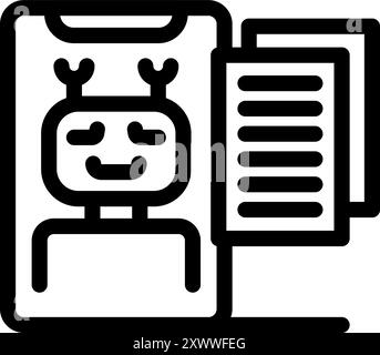 Friendly robot is holding a smartphone and documents, representing the capabilities of artificial intelligence Stock Vector