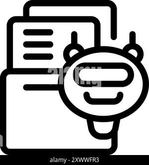 Friendly robot is processing digital documents, representing the concept of artificial intelligence in data management Stock Vector