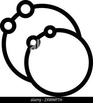 Simple abstract shape connecting circles with dots symbolizing network Stock Vector