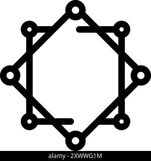 Blockchain network connecting the dots forming a hexagon shape, representing security and interconnectedness Stock Vector