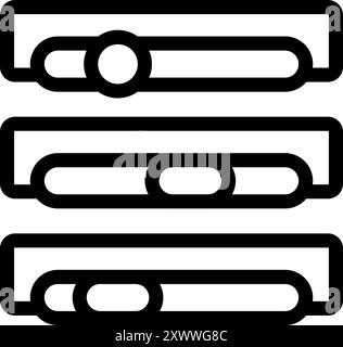 This vector icon set presents different positions of adjustable sliders within scroll bars Stock Vector