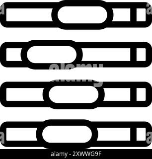 Simple vector icon of four slider bars with round buttons, often used for adjusting settings Stock Vector