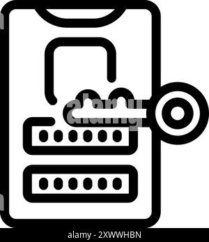Key is unlocking a smartphone password, representing mobile security Stock Vector