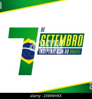 7 de Setembro, Independencia do Brasil lettering banner. Translation: September 7th, Brazil Independence Day. Vector Illustration Stock Vector