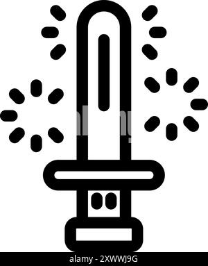 Simple, bold line icon of a magic staff surrounded by sparkles, perfect for fantasy games and projects Stock Vector