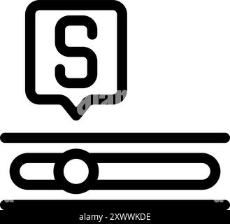 Simple icon of a speech recognition system processing a voice command, represented by the letter s Stock Vector