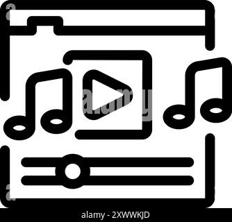 Website is streaming music and playing a song, with a graphic equalizer and play button Stock Vector